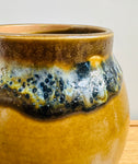 Contemporary Glazed Ceramic Browns & Blue Rustic Pottery Vase