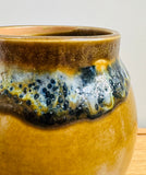 Contemporary Glazed Ceramic Browns & Blue Rustic Pottery Vase