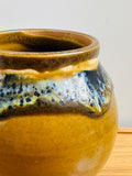 Contemporary Glazed Ceramic Browns & Blue Rustic Pottery Vase