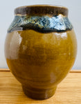 Contemporary Glazed Ceramic Browns & Blue Rustic Pottery Vase