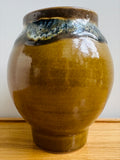 Contemporary Glazed Ceramic Browns & Blue Rustic Pottery Vase