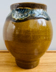 Contemporary Glazed Ceramic Browns & Blue Rustic Pottery Vase