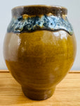 Contemporary Glazed Ceramic Browns & Blue Rustic Pottery Vase