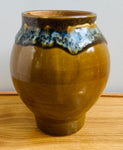 Contemporary Glazed Ceramic Browns & Blue Rustic Pottery Vase