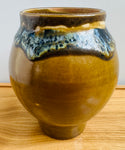 Contemporary Glazed Ceramic Browns & Blue Rustic Pottery Vase