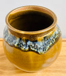 Contemporary Glazed Ceramic Browns & Blue Rustic Pottery Vase