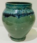 Contemporary Glazed Ceramic Green & Blue Rustic Pottery Vase