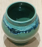 Contemporary Glazed Ceramic Green & Blue Rustic Pottery Vase