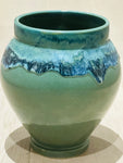 Contemporary Glazed Ceramic Green & Blue Rustic Pottery Vase