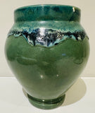 Contemporary Glazed Ceramic Green & Blue Rustic Pottery Vase