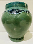 Contemporary Glazed Ceramic Green & Blue Rustic Pottery Vase