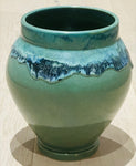 Contemporary Glazed Ceramic Green & Blue Rustic Pottery Vase