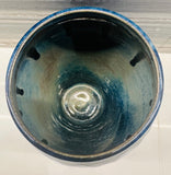 Contemporary Glazed Dark Blue Drip Ceramic Pottery Vase