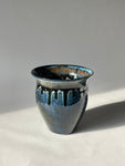 Contemporary Glazed Blue Drip Ceramic Pottery Vase