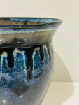 Contemporary Glazed Blue Drip Ceramic Pottery Vase