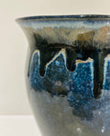 Contemporary Glazed Blue Drip Ceramic Pottery Vase