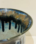 Contemporary Glazed Blue Drip Ceramic Pottery Vase