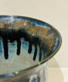 Contemporary Glazed Blue Drip Ceramic Pottery Vase