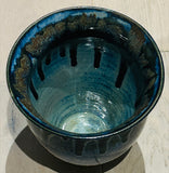 Contemporary Glazed Blue Drip Ceramic Pottery Vase