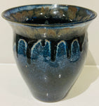 Contemporary Glazed Blue Drip Ceramic Pottery Vase