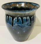 Contemporary Glazed Blue Drip Ceramic Pottery Vase