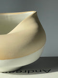 Contemporary Ceramic Two-Tone Matt Waved Pottery Vase