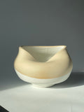 Contemporary Ceramic Two-Tone Matt Waved Pottery Vase