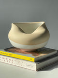 Contemporary Ceramic Two-Tone Matt Waved Pottery Vase