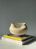 Contemporary Ceramic Two-Tone Matt Waved Pottery Vase