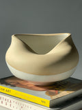 Contemporary Ceramic Two-Tone Matt Waved Pottery Vase