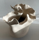 Contemporary Ceramic Waved Petal Rim Pottery Vase