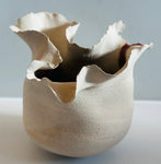 Contemporary Ceramic Waved Petal Rim Pottery Vase