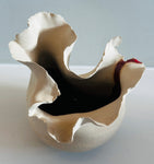 Contemporary Ceramic Waved Petal Rim Pottery Vase