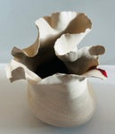 Contemporary Ceramic Waved Petal Rim Pottery Vase