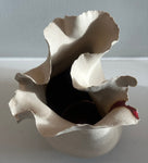 Contemporary Ceramic Waved Petal Rim Pottery Vase