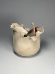 Contemporary Ceramic Waved Petal Rim Pottery Vase