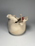 Contemporary Ceramic Waved Petal Rim Pottery Vase