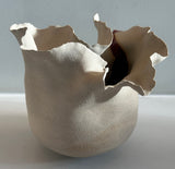 Contemporary Ceramic Waved Petal Rim Pottery Vase