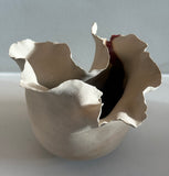 Contemporary Ceramic Waved Petal Rim Pottery Vase