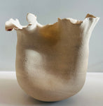 Contemporary Ceramic Waved Petal Rim Pottery Vase