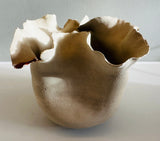 Contemporary Ceramic Waved Petal Rim Pottery Vase