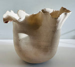 Contemporary Ceramic Waved Petal Rim Pottery Vase