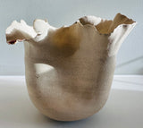 Contemporary Ceramic Waved Petal Rim Pottery Vase