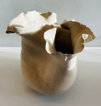 Contemporary Ceramic Waved Petal Rim Pottery Vase