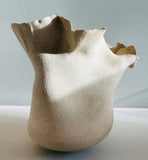 Contemporary Ceramic Waved Petal Rim Pottery Vase