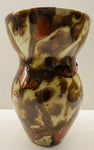 Contemporary Mottled Pinched Waved Glass Vase