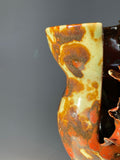 Contemporary Mottled Pinched Waved Glass Vase