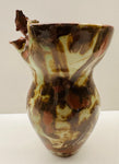 Contemporary Mottled Pinched Waved Glass Vase