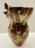 Contemporary Mottled Pinched Waved Glass Vase