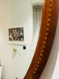 Antique 1910 Edwardian Mahogany & Inlaid Oval Bevelled Mirror